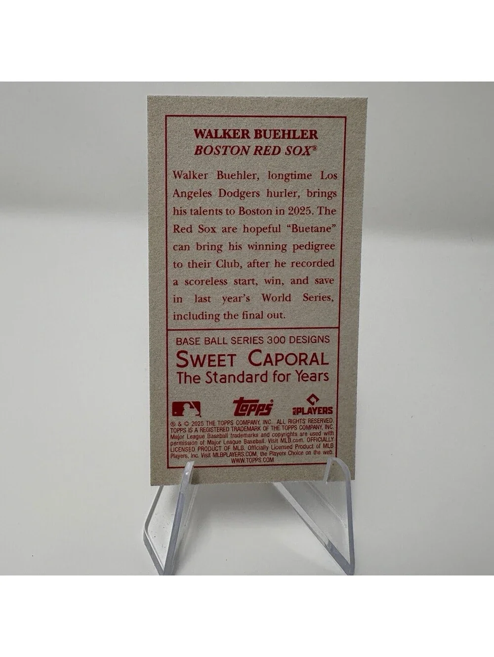 2025 Topps T205 - Walker Buehler - Sweet Caporal Back - Boston Red Sox
